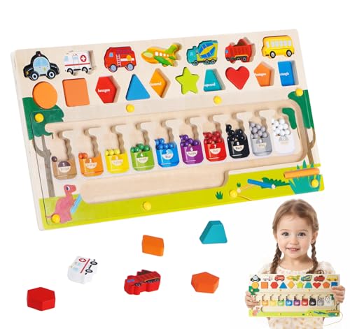 ilauke Magnetisches Montessori Lernspielzeug aus Holz mit Zahlen, Farben & Alphabet – Feinmotorikspielzeug mit Shrink-Verpackung + Geschenkbox Reisespielzeug ab 3 Jahre von ilauke