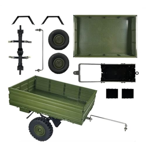 illuevagrun 1/12 Trailer DIY Anhänger Set WPL RC Trucks Modifikations zubehör für Militär LKW RC Auto Ersatzteile WPL P06 4X4 1:16 Off-Road Truck Parts (Grün) von illuevagrun