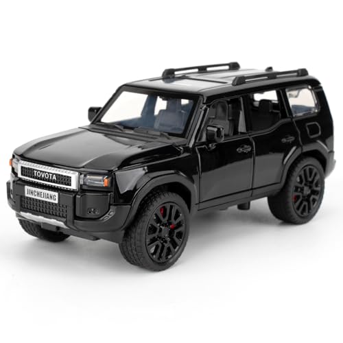 1/32 Toyota Prado Leichtmetallmodell, Kinderspielzeugauto mit Pull Back Funktion, Sound- und Lichtmodellauto, Kinderspielzeug mit zu öffnenden Türen, Geschenk für Kinder von 4-7 Jahren (schwarz) von imtfzct