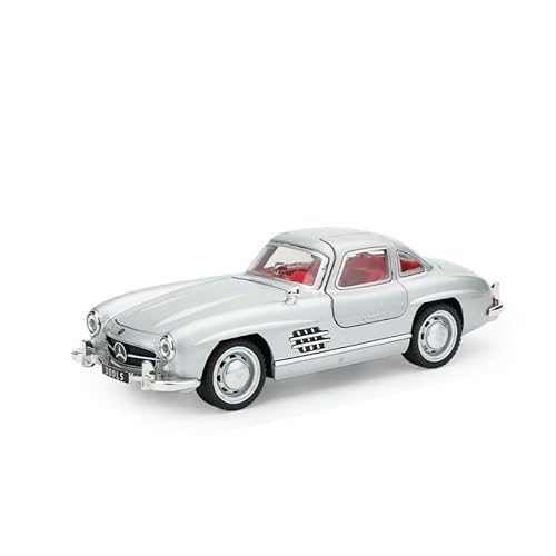 1955 Mercedes-Benz 300sl Oldtimer Modell, 1/32 Spielzeugauto mit Sound und Lichtfunktion, Kinderspielzeug Modellauto mit PullBack Funktion, Modellauto in Sammlerqualität, Geschenk für Kinder (silbrig) von imtfzct