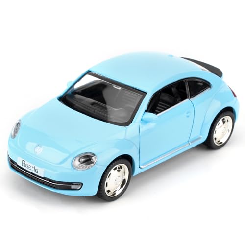 2012 Volkswagen Käfer Spielzeugauto, Modellauto im Maßstab 1:36 aus Aluminium, geeignet für Spielzeugsammlung, Automodell mit Pull Back Funktion, Geschenk für Kinder, blau von imtfzct