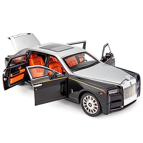 imtfzct 1/18 Rolls Royce Phantom Modellauto, Leichtmetall-Druckguss Sammeltrolley Spielzeugauto, klassisches zweitüriges Modellauto, Logo faltbar, Geschenk （Silber） von imtfzct