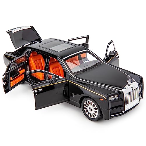 imtfzct 1/18 Rolls Royce Phantom Modellauto, Leichtmetall-Druckguss Sammeltrolley Spielzeugauto, klassisches zweitüriges Modellauto, Logo faltbar, Geschenk （schwarz） von imtfzct