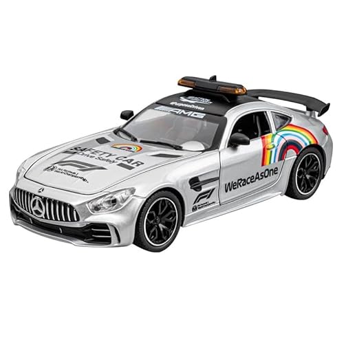 imtfzct 1/24 Mercedes-Benz GTR Race Safety Car Paint Edition, Mercedes-Benz Spielzeugauto, Spielzeugmodellauto zum Sammeln, Spielzeugauto mit Sound- und Lichtfunktion und Pull Back Funktion （Silber von imtfzct