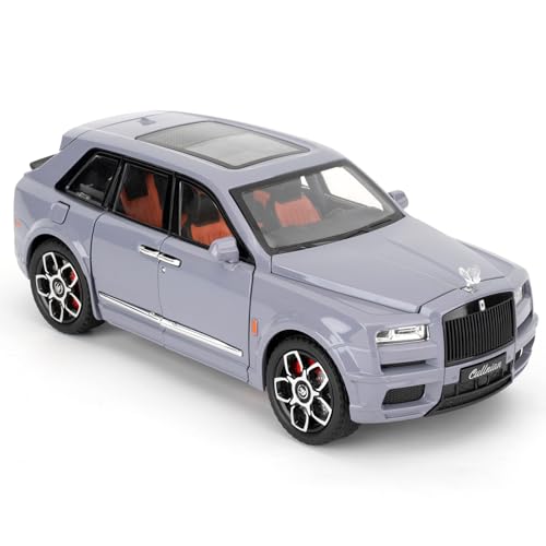 imtfzct 1/24 Rolls Royce Cullinan Alloy Modellauto, Spielzeugmodellauto zum Sammeln, Geschenk für Kinder, Spielzeugauto mit Sound- und Lichtfunktion und Pull-Back-Funktion（grau von imtfzct