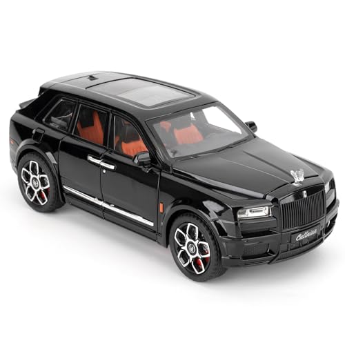 imtfzct 1/24 Rolls Royce Cullinan Alloy Modellauto, Spielzeugmodellauto zum Sammeln, Geschenk für Kinder, Spielzeugauto mit Sound- und Lichtfunktion und Pull-Back-Funktion（schwarz von imtfzct