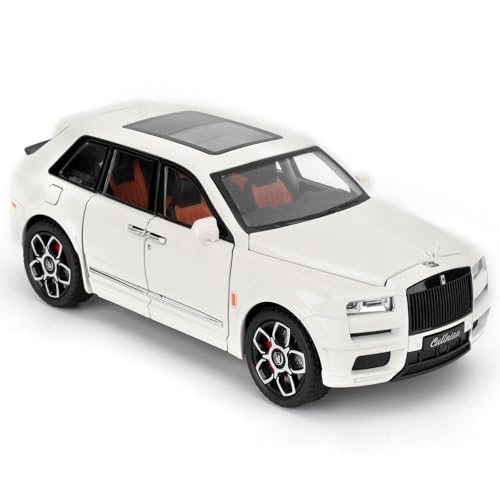 imtfzct 1/24 Rolls Royce Cullinan Alloy Modellauto, Spielzeugmodellauto zum Sammeln, Geschenk für Kinder, Spielzeugauto mit Sound und Lichtfunktion und Pullback Funktion（weiß） von imtfzct