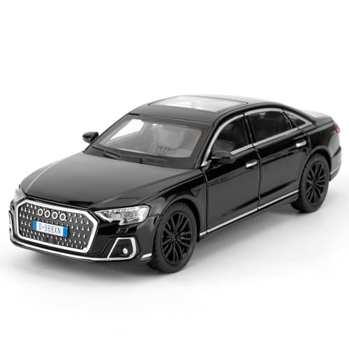 imtfzct 1/32 Audi A8 Modellauto, Spielzeugauto mit Sound- und Lichtfunktion, Kinderspielzeug Modellauto mit Pull-Back-Funktion, Modellauto in Sammlerqualität, Geschenk für Kinder (schwarz) von imtfzct