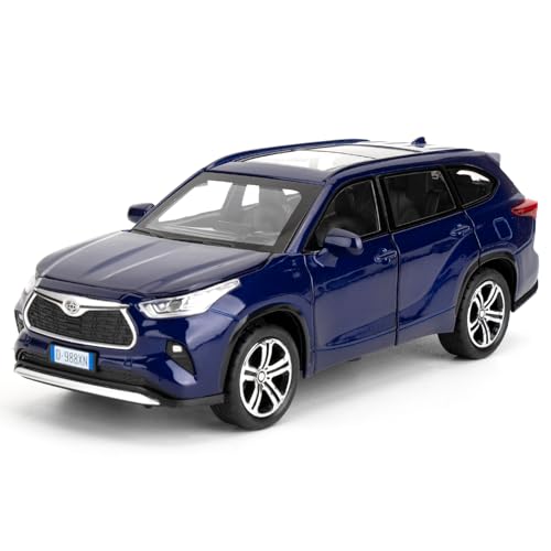 imtfzct 1/32 Diecast Toyota Highlander Modellauto, Spielzeugauto mit Pull Back Funktion, Autos mit Geräuschen und Lichtern, Kindergeburtstag Geschenk（blau） von imtfzct