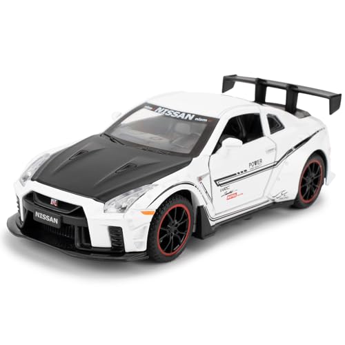 imtfzct 1/32 Nissan GTR R35 Modified LB Wide Body Model Car, Sound und Licht Spielzeugauto mit Pullback Funktion, Legierungsmodellauto für Sammlung und Geschenk (weiß) von imtfzct