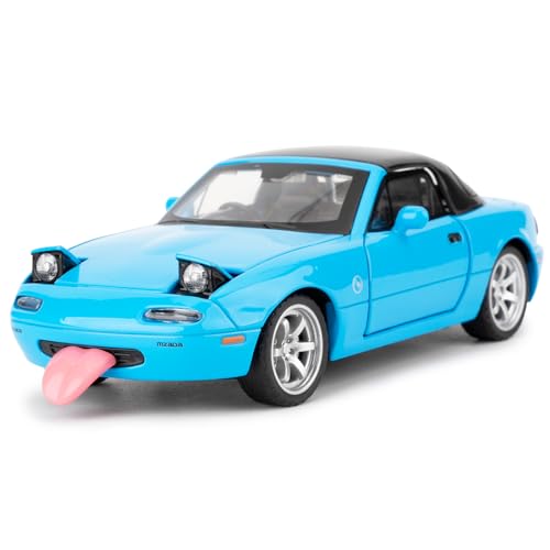 imtfzct 1/32 Mazda Miata MX-5 Alloy Modellauto, Pullback Spielzeugauto mit Licht und Sound, abnehmbares Verdeck, Sammlermodell, Geschenke für Kinder von 4-7 Jahren (blau) von imtfzct