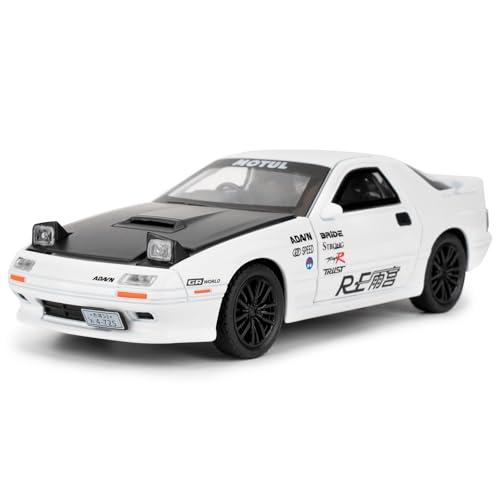 imtfzct 1/32 Mazda RX7 Modellauto, Spielzeugauto aus Aluminiumdruckguss, Spielzeugmodellauto zum Sammeln, Spielzeugauto mit Sound- und Lichtfunktion und Pull-Back-Funktion, Geschenk für Kinder(weiß) von imtfzct