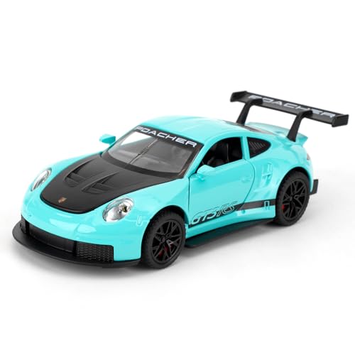 imtfzct 1/32 Porsche GT3RS Modellauto, Leichtmetallfahrzeug mit Pull Back Funktion, Kinderspielzeugauto mit Licht und Sound, Spielzeugauto, das die Tür öffnen kann, Geschenk für Kinder (blau) von imtfzct