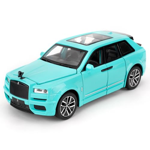 imtfzct 1/32 Rolls-Royce Cullinan Modellauto, Spielzeugauto mit Sound- und Lichtfunktion, Kinderspielzeug Modellauto mit Pull Back Funktion, Modellauto in Sammlerqualität, Geschenk für Kinder (blau) von imtfzct