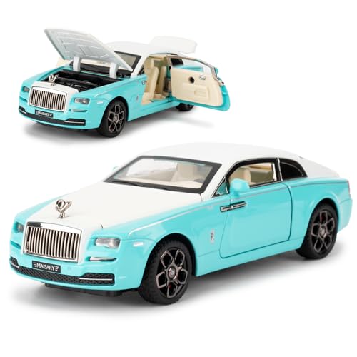 imtfzct 1/32 Rolls Royce Phantom Leichtmetall-Automodell, Sound- und Licht-Spielzeugauto mit Rückzugsfunktion, geeignet zum Sammeln von Automodellen, Geschenke für Kinder (blau) von imtfzct