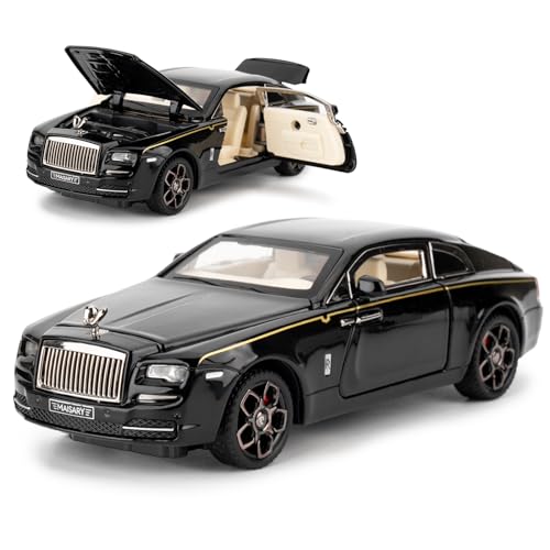 imtfzct 1/32 Rolls Royce Phantom Leichtmetall-Automodell, Sound- und Licht-Spielzeugauto mit Rückzugsfunktion, geeignet zum Sammeln von Automodellen, Geschenke für Kinder (schwarz) von imtfzct