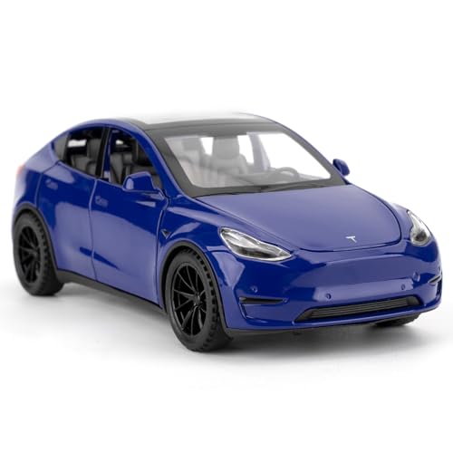 imtfzct 1/32 Tesla Model Y Alu-Automodell, Kinderspielzeugauto mit Pull Back Funktion, Sound- und Lichtmodellauto, Kinderspielzeug mit zu öffnender Tür, Geschenke für 4-7 jährige Kinder（blau von imtfzct