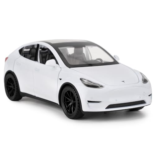 imtfzct 1/32 Tesla Model Y Alu-Automodell, Kinderspielzeugauto mit Pull Back Funktion, Sound- und Lichtmodellauto, Kinderspielzeug mit zu öffnender Tür, Geschenke für 4-7 jährige Kinder（weiß） von imtfzct