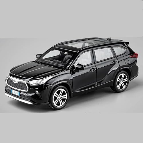 imtfzct 1/32 Toyota Highlander Spielzeugauto,Pull Back Spielzeugauto mit Geräuschen und Lichtern, Druckguss Legierung Modell Auto, Jungen und Mädchen Geschenk (schwarz) von imtfzct