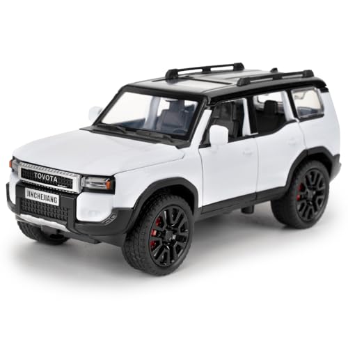 imtfzct 1/32 Toyota Prado Leichtmetallmodell, Kinderspielzeugauto mit Pull Back Funktion, Sound- und Lichtmodellauto, Kinderspielzeug mit zu öffnenden Türen, Geschenk für Kinder von 4-7 Jahren (weiß) von imtfzct