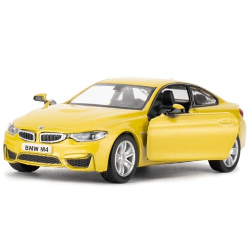 imtfzct 1/36 BMW M4 Modellauto, Alu-Spielzeugauto mit Rallyefunktion, Freizeit-Spielzeugmodell, Auto-Geschenke für Jungen und Mädchen (gelb) von imtfzct