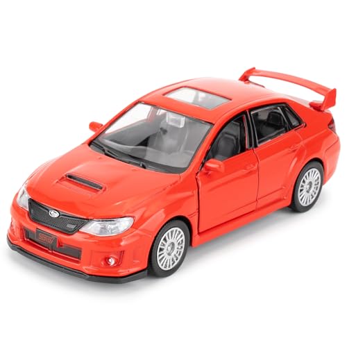 imtfzct 1/36 Subaru WRX STI 2010 Modellauto, Alu-Spielzeugauto mit Rallyefunktion, Freizeit-Spielzeugmodell, Auto-Geschenke für Jungen und Mädchen (rot) von imtfzct