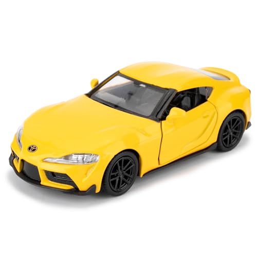 imtfzct 1/36 Toyota Supra Modellauto, Spielzeugauto mit Pull Back Funktion, Türen zum Öffnen, Freizeitspielzeug, Auto Geschenk für Jungen und Mädchen (gelb) von imtfzct