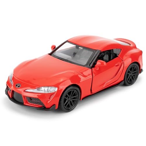 imtfzct 1/36 Toyota Supra Modellauto, Spielzeugauto mit Pull Back Funktion, Türen zum Öffnen, Freizeitspielzeug, Auto Geschenk für Jungen und Mädchen (rot) von imtfzct