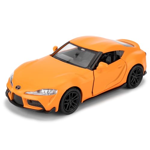 imtfzct 1/36 Toyota Supra Modellauto, Spielzeugauto mit Pull Back Funktion, Türen zum Öffnen, Freizeitspielzeug, Auto Geschenk für Jungen und Mädchen(orangenfarbig) von imtfzct