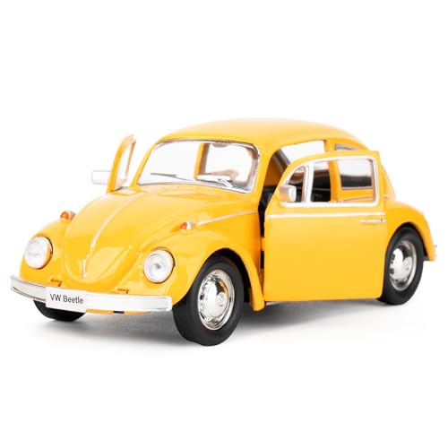 imtfzct 1/36 Volkswagen Käfer 1967 Modellauto, Leichtmetall- Kinder Spielzeugauto, Modellauto mit Pull Back Funktion, Sammlerstück Spielzeugauto, Geschenk für Kinder (gelb) von imtfzct