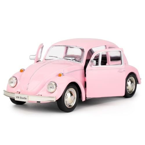 imtfzct 1/36 Volkswagen Käfer 1967 Modellauto, Leichtmetall- Kinder Spielzeugauto, Modellauto mit Pull Back Funktion, Sammlerstück Spielzeugauto, Geschenk für Kinder (rosa) von imtfzct