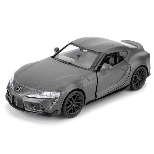 imtfzct 1/36 Toyota Supra Modellauto, Spielzeugauto mit Pull Back Funktion, Türen zum Öffnen, Freizeitspielzeug, Auto Geschenk für Jungen und Mädchen (grau) von imtfzct