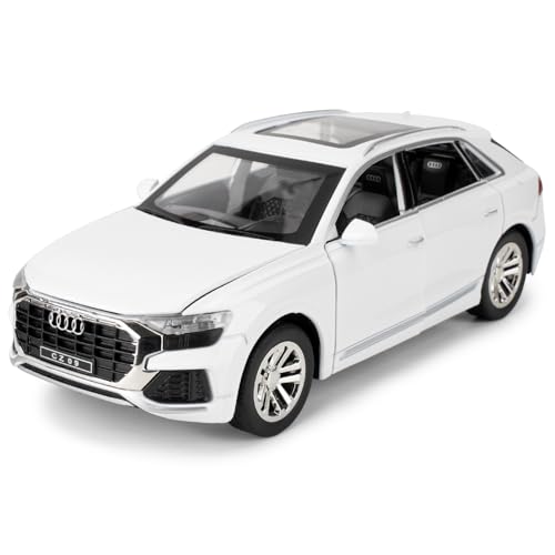 imtfzct 1:24 Audi Q8 Modellauto, Alu-Druckgussauto mit Rückholfunktion, Kinderspielzeugauto mit Licht und Sound, Sammlermodell Spielzeug, Kindergeschenk (weiß) von imtfzct