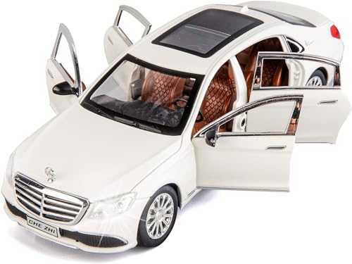 imtfzct 1:24 Mercedes-Benz E300 Spielzeugauto, Die-Cast-Automodell mit Pull-Back-Funktion, Spielzeugauto mit Licht und Sound, für die Sammlung, Kindergeburtstag Geschenk (weiß) von imtfzct