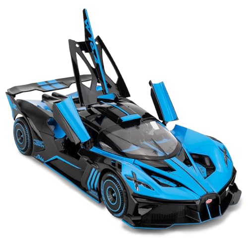 imtfzct 1:24 Bugatti Bolide Modellauto, Alu-Druckgussauto mit Rückholfunktion, Kinderspielzeugauto mit Licht und Sound, Sammlermodell Spielzeug, Kindergeschenk (blau) von imtfzct