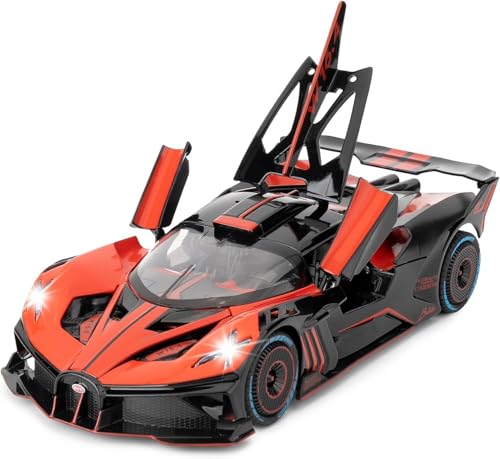 imtfzct 1:24 Bugatti Bolide Modellauto, Alu-Druckgussauto mit Rückholfunktion, Kinderspielzeugauto mit Licht und Sound, Sammlermodell Spielzeug, Kindergeschenk (rot) von imtfzct