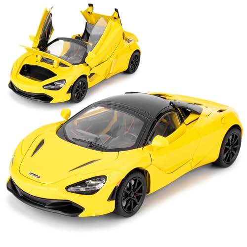 imtfzct 1:24 McLaren 720S Modellauto, Druckgussauto mit Pullback-Funktion, Kinderspielzeugauto mit Licht und Sound, Modellspielzeug zum Sammeln, Geschenk für Kinder (gelb) von imtfzct