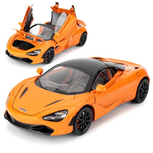 imtfzct 1:24 McLaren 720S Modellauto, Druckgussauto mit Pullback-Funktion, Kinderspielzeugauto mit Licht und Sound, Modellspielzeug zum Sammeln, Geschenk für Kinder (orangenfarbig) von imtfzct