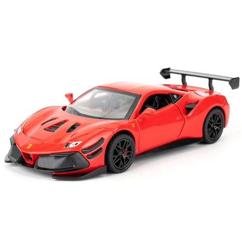 imtfzct 1:32 Ferrari 488 Modellauto, Alu-Druckgussauto mit Rückholfunktion, Kinderspielzeugauto mit Licht und Sound, Sammlermodell Spielzeug, Kindergeschenk (rot) von imtfzct