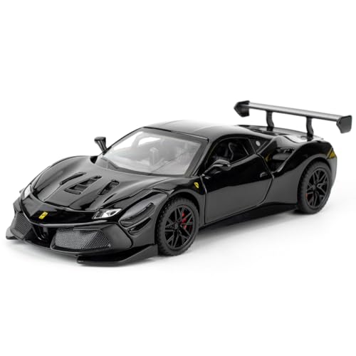 imtfzct 1:32 Ferrari 488 Modellauto, Alu-Druckgussauto mit Rückholfunktion, Kinderspielzeugauto mit Licht und Sound, Sammlermodell Spielzeug, Kindergeschenk (schwarz) von imtfzct