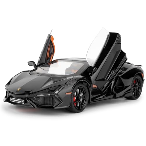 imtfzct Lamborghini Reventon Spielzeugauto, 1/24 Gussmodellauto mit Sound, Licht und Pullback, Sammlermodellauto, Geschenk für Kinder (schwarz) von imtfzct