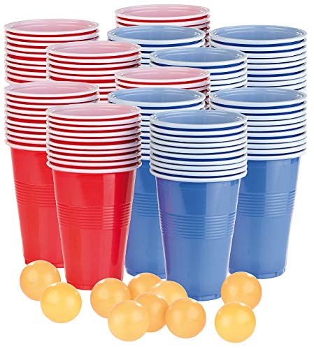 infactory Party-Feier-Saufspiele: Trinkspiel-Set Bier Pong mit 120 Bechern (je 450 ml) und 10 Bällen (Beerpong, Trink-Spiel, Beer) von infactory