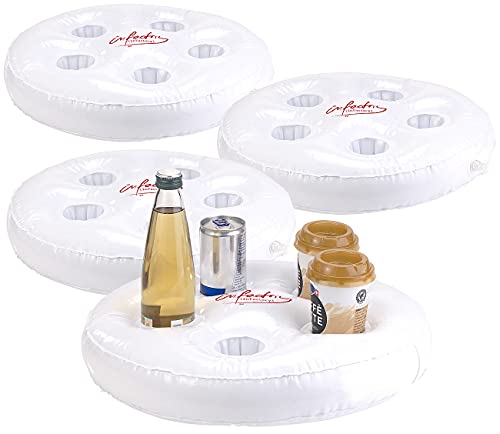 infactory Getränkehalter Pool Bier: 4er-Set aufblasbare Schwimm-Getränkehalter, Ø jeweils 5,5 cm (Wasser Getränkehalter, Aufblasbare Flaschenhalter, aufblasbar) von infactory