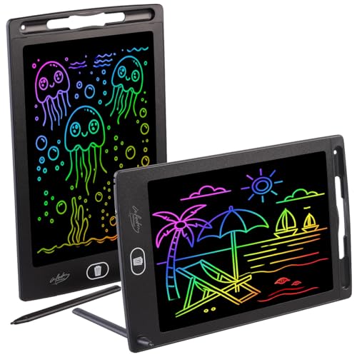 infactory LCD Schreibtafel: 2er-Set LCD-Schreibtafeln für Kinder, 8,5"/21,5 cm, Stift, anthrazit (Kinder-Schreibtafel, Digitale Tafel) von infactory