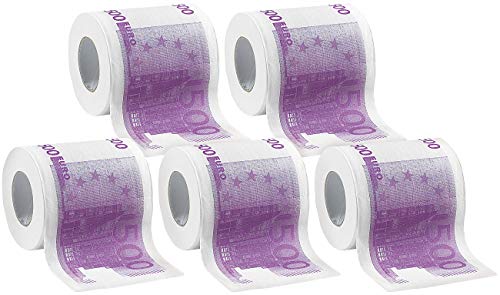 infactory farbiges Toilettenpapier: Toilettenpapier mit aufgedruckten 500-Euro-Noten, 2-lagig, 1.000 Blatt (farbiges Klopapier, Fun-Toilettenpapier-Rollen, Geschenkverpackung) von infactory