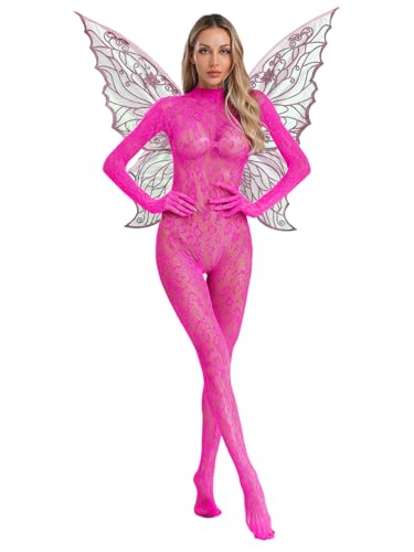 inhzoy Damen Fee Kostüm Set Glitzer Fee Schmetterling Flügel Und Fischnetz Ganzanzug Faschingskostüme Nymphe Zahnfee Cosplay Outfit Rosa Einheitsgröße inhzoy Damen Fee Kostüm Set Glitzer Fee Schmetterling Flügel Und Fischnetz Ganzanzug Faschingskostüme Nymphe Zahnfee Cosplay Outfit Rosa Einheitsgröße von inhzoy