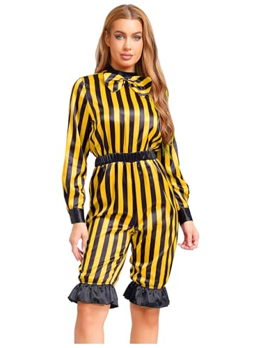 inhzoy Damen Zirkus Kostüm Clown Spaßmacher Cosplay Gestreifter Overall Mottoparty Karneval Halloween Kostüm Gelb&Schwarz L inhzoy Damen Zirkus Kostüm Clown Spaßmacher Cosplay Gestreifter Overall Mottoparty Karneval Halloween Kostüm Gelb&Schwarz L von inhzoy