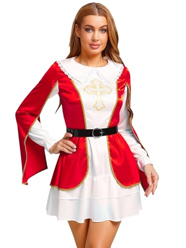 inhzoy Damenkostüm Musketier Mittelalter Piratin Kleid Halloween Faschingskostüm Königliche Garde Outfit Rot XL inhzoy Damenkostüm Musketier Mittelalter Piratin Kleid Halloween Faschingskostüm Königliche Garde Outfit Rot XL von inhzoy