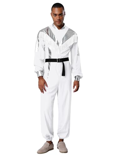 inhzoy Herren Astronaut Kostüm Astronauten Overall Metallic Space Cowboy Anzug Erwachsene Fasching Karnevalskostüme Weiß L inhzoy Herren Astronaut Kostüm Astronauten Overall Metallic Space Cowboy Anzug Erwachsene Fasching Karnevalskostüme Weiß L von inhzoy