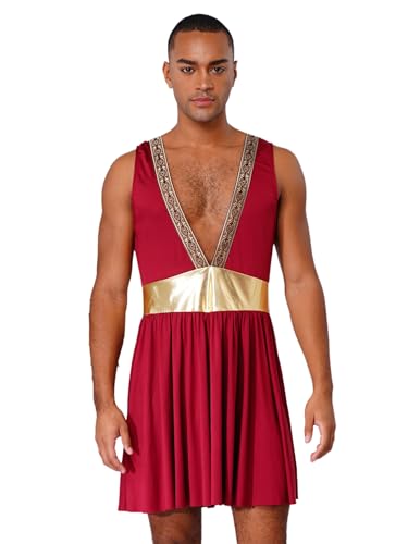 inhzoy Herren Grieche Götter Kostüm Römisches Gladiator Outfit Rom Kleidung Für Party Halloween Karneval Burgundy XXL inhzoy Herren Grieche Götter Kostüm Römisches Gladiator Outfit Rom Kleidung Für Party Halloween Karneval Burgundy XXL von inhzoy